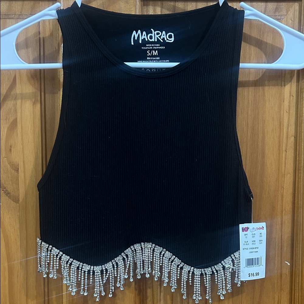 MadRag Black Beaded Crop Top